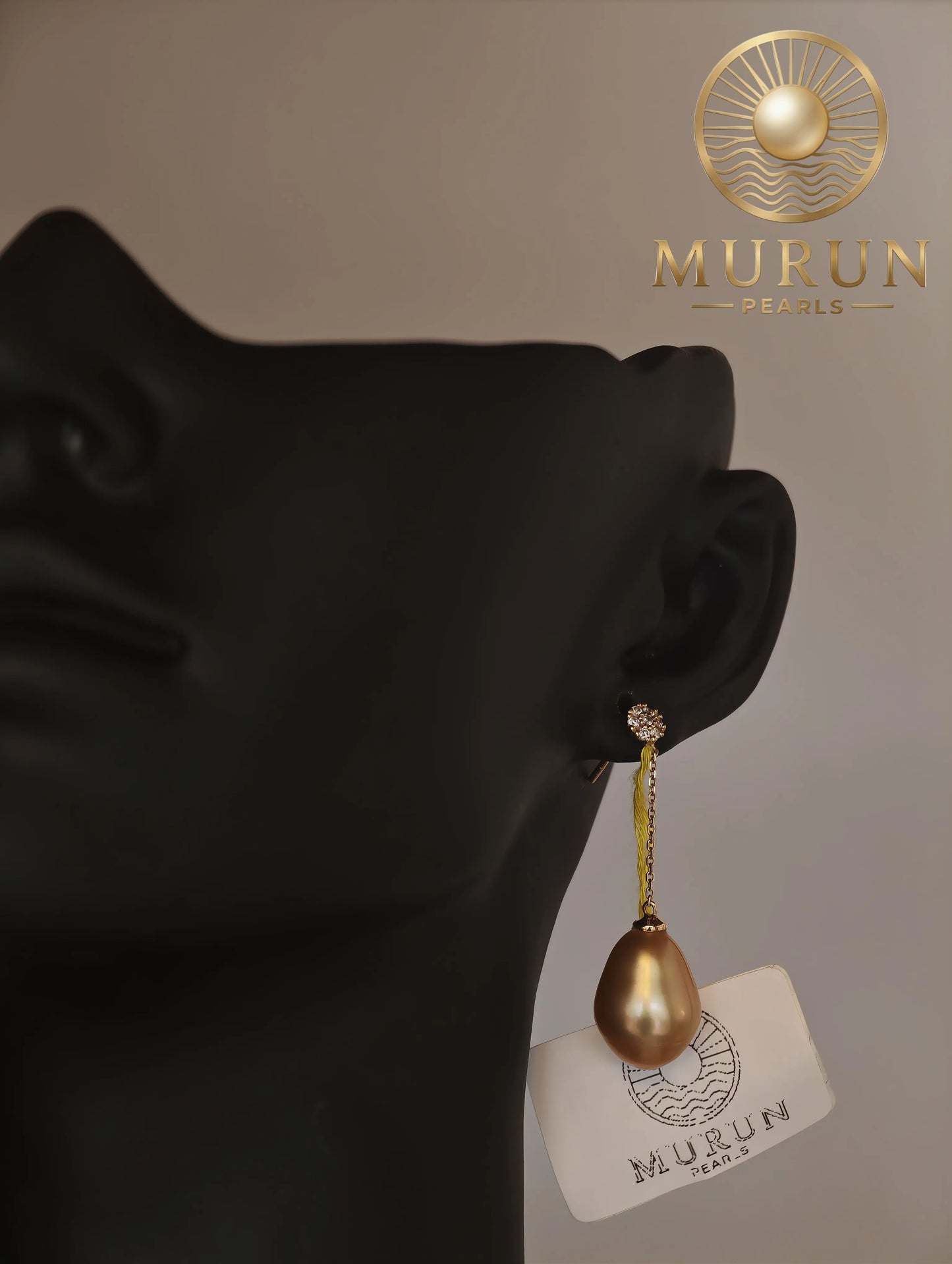 GIA Certified Golden South Sea Pearl Drop Earrings