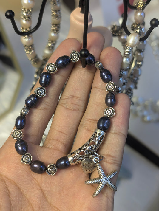 Bracelet Freshwater Pearls & Starfish Charm