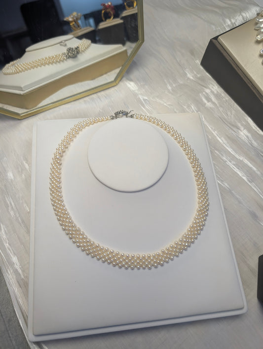 Row White Freshwater Pearl Necklace
