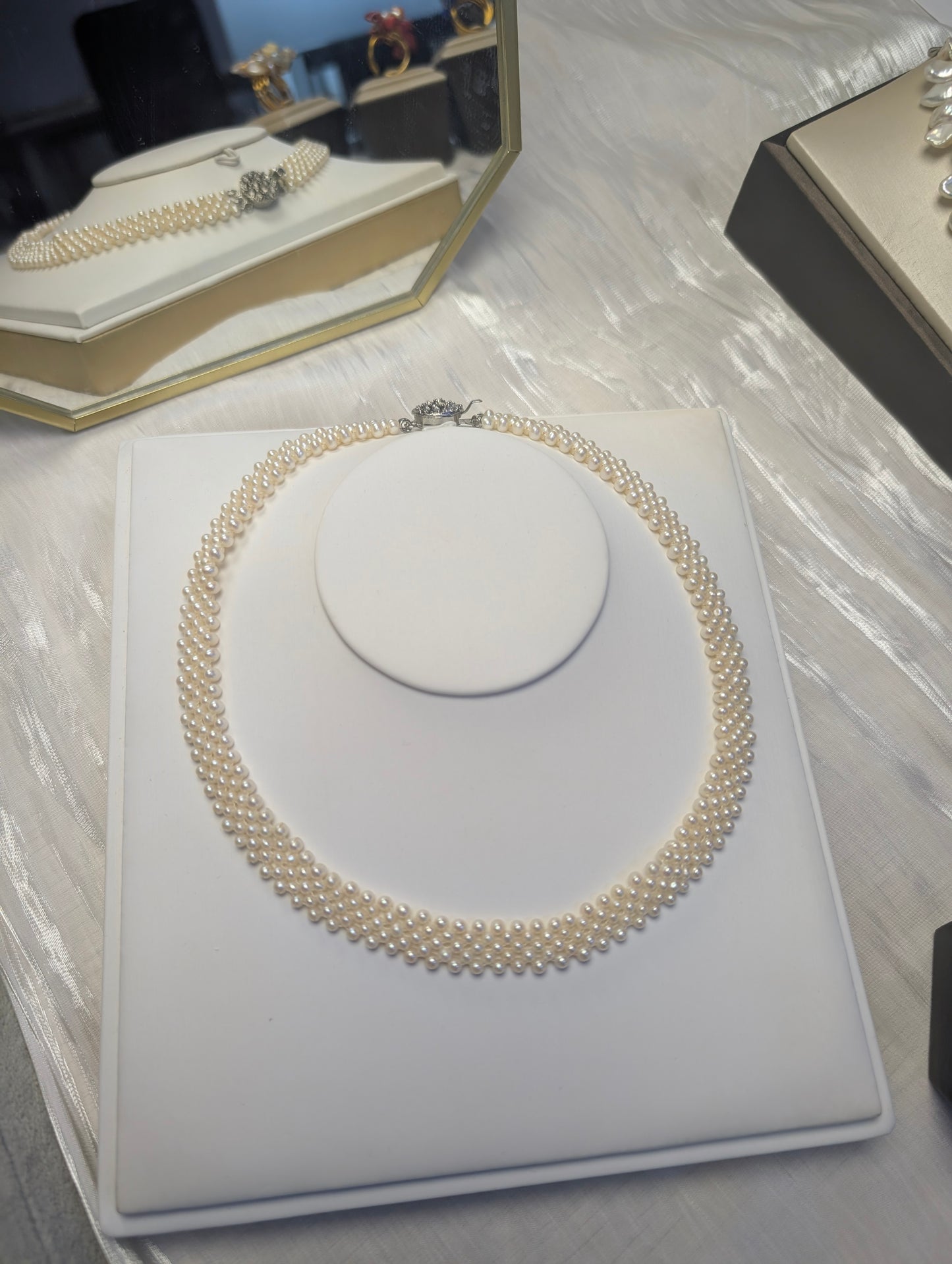 Row White Freshwater Pearl Necklace