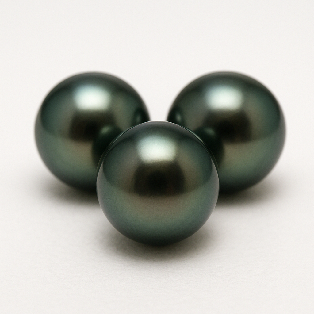 Three Loose Tahitian Pearls – Natural Peacock Overtone