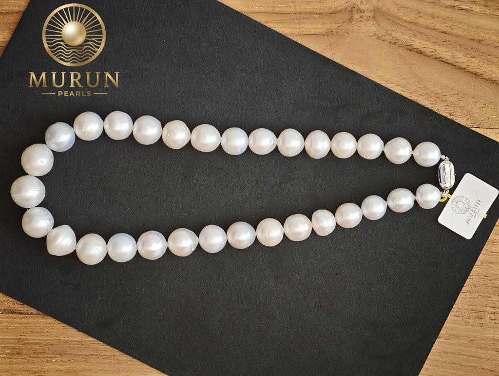 South Sea Pearl Necklace 13.4–17.8mm & 15.7-10.4 | Luxury White Pearls Bali
