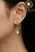 GIA Certified Golden South Sea Pearl Drop Earrings
