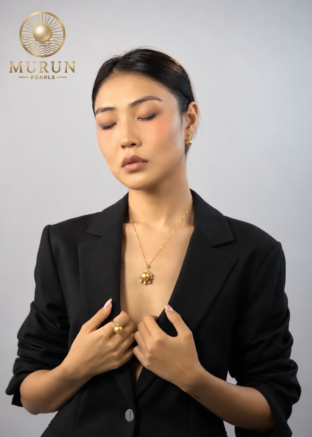 Golden South Sea pearl pendant and ring from the Murun Pearls Limited Edition